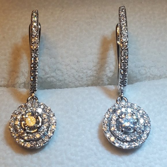 14K WHITE GOLD DIAMOND EARRINGS. - Picture 4 of 14